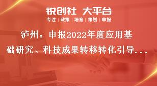瀘州：申報(bào)2022年度應(yīng)用基礎(chǔ)研究、科技成果轉(zhuǎn)移轉(zhuǎn)化引導(dǎo)計(jì)劃項(xiàng)目的申報(bào)咨詢及聯(lián)系人獎(jiǎng)補(bǔ)政策